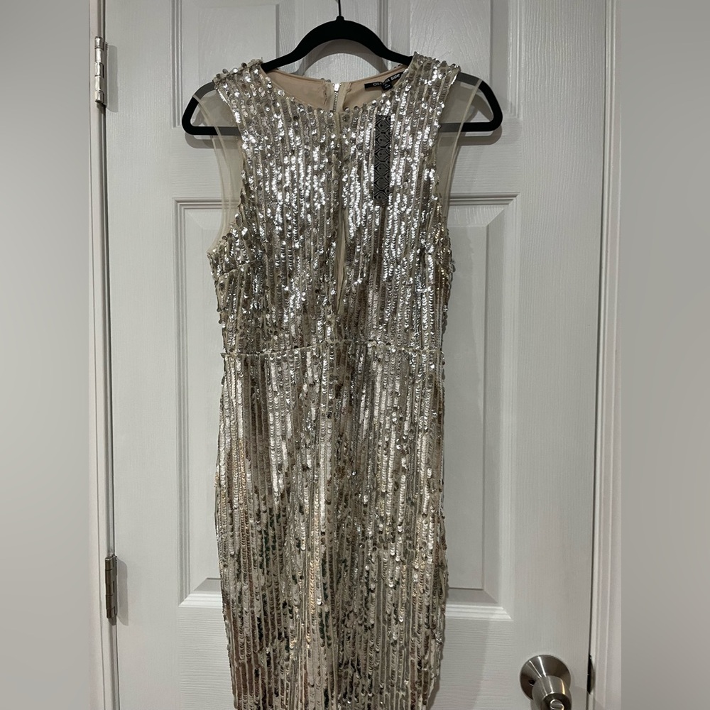 Gianni Bini Dress Sequence silver/nude sheer